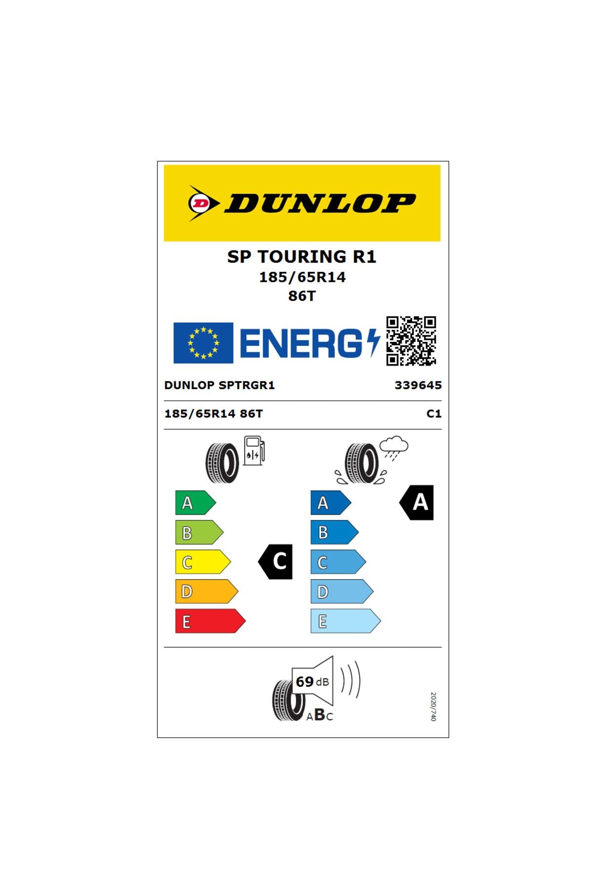 Dunlop 185/65 R14 86T SP Touring R1 Yaz Lastiği (Üretim Yılı: 2025)
