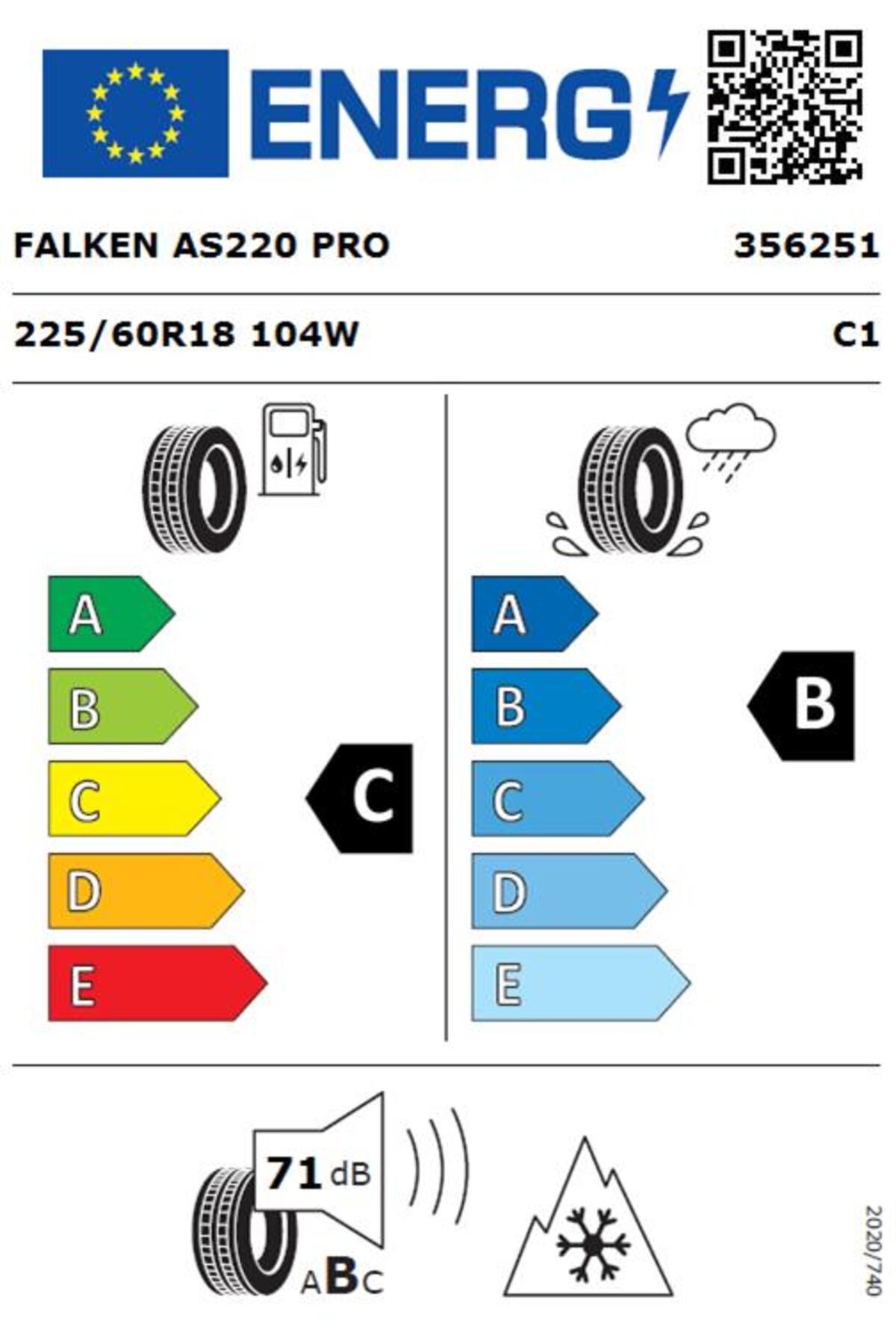 Falken 225/60 R18 104W XL Euroall Season AS220 PRO 4Mevsim Oto Lastiği (Üretim Yılı: 2026)